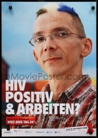 3k454 HIV POSITIV & ARBEITEN 17x24 German special poster 2000s HIV/AIDS, at work, close-up!