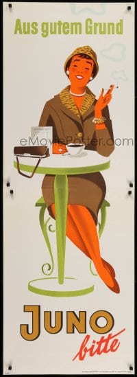 3k286 JUNO 24x66 German advertising poster 1950s Muller artwork of woman having coffee!