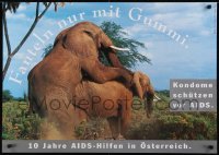 3k467 KONDOME SCHUTZEN VOR AIDS 24x33 Austrian special poster 1990s HIV/AIDS, elephants!