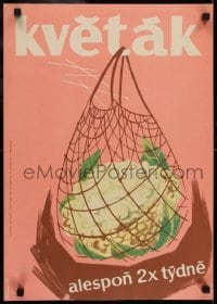 3k757 KVETAK 16x23 Czech special poster 1959 twice weekly, art of cauliflower in a bag!