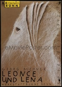3k246 LEONCE UND LENA 24x33 German stage poster 1992 wild art of a person in a mask!