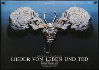 3k247 LIEDER VON LEBEN UND TOD 24x33 German stage poster 1990s art of two wild skulls by Dommel!