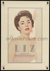 3k161 LIZ: THE FILMS OF ELIZABETH TAYLOR 20x28 film festival poster 1985 Davis art of the actress!