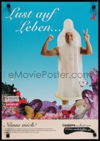 3k477 LUST AUF LEBEN 17x24 Austrian special poster 2000s HIV/AIDS, completely wacky image!