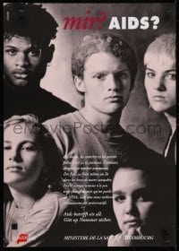 3k482 MIR AIDS 17x24 Luxembourg special poster 1990s HIV/AIDS, concerned young group!