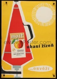 3k295 MOST 23x33 Czech advertising poster 1950s Most apple cider beverage under the sun!