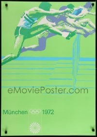 3k776 OLYMPISCHE SPIELE MUNCHEN 1972 24x33 German special poster 1970 hurdlers by Gaebele & Aicher!