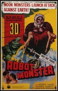 3k150 ROBOT MONSTER tv poster R1981 3-D, the worst movie ever, great wacky art!