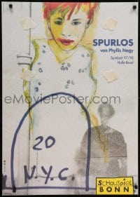 3k260 SPURLOS 24x33 German stage poster 1997 Without a Trace, art of a woman by Dirk Sommer!
