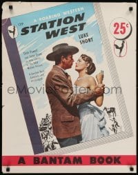 3k800 STATION WEST 22x28 special poster 1948 cowboy Dick Powell & Jane Greer, book advertisement!