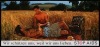 3k513 STOP AIDS 11x24 Swiss special poster 1990s HIV, two guys having a picnic while hawk watches!