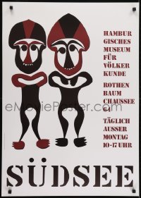 3k676 SUDSEE 24x33 German museum/art exhibition 1980s Hans Fischer artwork of two figures!