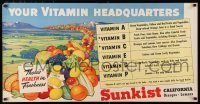 3k311 SUNKIST CALIFORNIA ORANGES - LEMONS 21x40 advertising poster 1960s your vitamin headquarters!