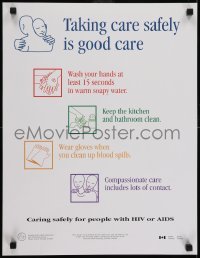 3k520 TAKING CARE SAFELY IS GOOD CARE 2-sided 17x22 Canadian poster 1990s HIV/AIDS, compassion!