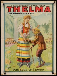3k198 THELMA THE NORWEGIAN PRINCESS 21x28 stage poster 1910s The Love of Sigurd, wonderful art!