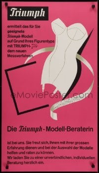 3k313 TRIUMPH 19x34 German advertising poster 1959 great art of lingerie and a measuring tape!