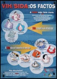 3k531 VIH/SIDA: OS FACTOS 19x27 Portuguese poster 2000s HIV/AIDS, how it is & isn't transmitted!