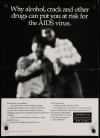 3k533 WHY ALCOHOL CRACK & OTHER DRUGS special poster 1980s HIV/AIDS, they will put you at risk!