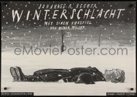 3k201 WINTERSCHLACHT 23x32 East German stage poster 1985 art of a dead German soldier in the snow!