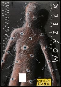 3k265 WOYZECK 24x33 German stage poster 1992 wild art of a naked man covered in eyes!