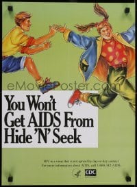 3k545 YOU WON'T GET AIDS FROM HIDE 'N' SEEK 16x22 poster 1990s HIV not spread by regular contact!