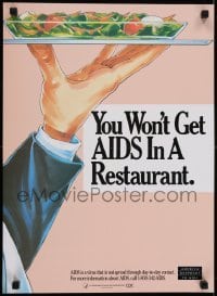3k546 YOU WON'T GET AIDS IN A RESTAURANT 16x22 special poster 1990s HIV/AIDS, not from a waiter!