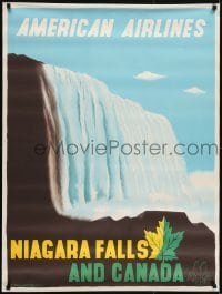 3k067 AMERICAN AIRLINES NIAGARA FALLS & CANADA 30x40 travel poster 1950s art by McKnight Kauffer!