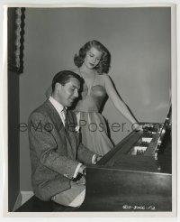 3m139 AFFAIR IN TRINIDAD 8.25x10 still 1952 sexy Rita Hayworth with Columbia music department guy!