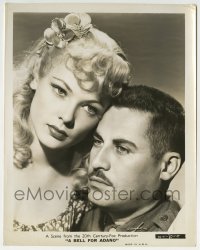 3m204 BELL FOR ADANO 8x10.25 still 1945 super close up of John Hodiak & sexy blonde Gene Tierney!