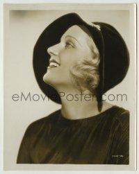 3m268 CAROLE LOMBARD 8x10.25 still 1930s wonderful sexy smiling profile portrait in unusual hat!