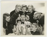 3m298 COLLEGIATE 8x10.25 still 1936 dapper Jack Oakie has 8 sexy girls caressing & kissing him!