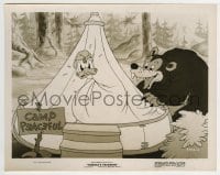 3m343 DONALD'S VACATION 8x10.25 still 1940 he's mad because a bear is at Camp Peaceful with him!