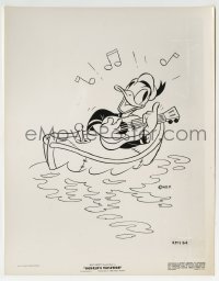 3m342 DONALD'S VACATION 8x10.25 still 1940 he's happily playing his guitar while in motor boat!