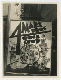 3m001 DUCK SOUP 3.25x4.25 photo 1936 cool theater display with art of Groucho, Harpo & Chico Marx!