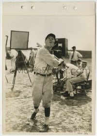 3m387 FAST COMPANY candid 8x11 key book still 1929 crew films Jack Oakie hitting baseball!