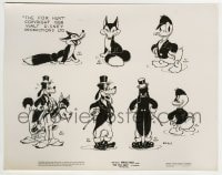 3m410 FOX HUNT 8x10.25 still 1938 model sheet showing how Donald, Goofy & fox should be drawn!