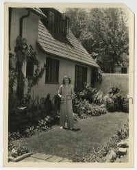 3m541 JANET GAYNOR 8x10.25 still 1930s smiling outside her new Hollywood home by Otto Dyar!