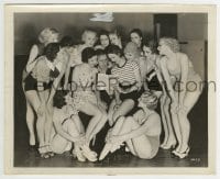 3m548 JIMMY DURANTE 8x10 still 1930s he's surrounded by 14 beauties, baffled by Technocracy book!
