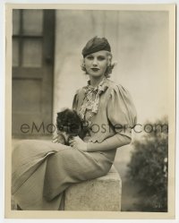 3m570 JUNE LANG 8x10.25 still 1930s when she was June Vlasek, sitting with her cute Peke puppy!
