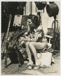 3m626 LOUISE CAMPBELL 7.75x9.5 still 1939 on the set of The Star Maker with her dog by lights!