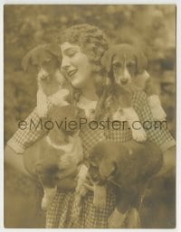3m662 MARY PICKFORD deluxe 6.5x8.5 still 1920s adorable close portrait holding four puppies!