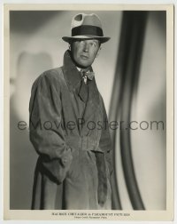 3m666 MAURICE CHEVALIER 8x10.25 still 1930s portrait in trench coat & hat with hands in pockets!