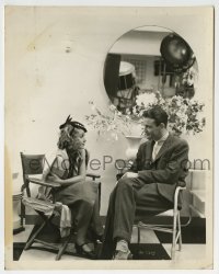 3m695 MY WEAKNESS candid 8x10.25 still 1933 Lilian Harvey & Lew Ayres chatting between scenes!