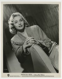 3m758 PATRICIA NEAL 8x10.25 still 1950s seated c/u of the Warner Bros. star wearing a cozy robe!