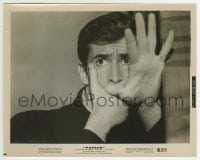 3m789 PSYCHO 8x10.25 still 1960 cool close up of Anthony Perkins cowering in fear, Hitchcock!