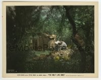 3m121 YOU ONLY LIVE ONCE color 8x10.25 still 1937 Henry Fonda smoking by tiny shack in forest!