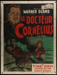 3p609 BEFORE DAWN French 1p R1930s TM art of Warner Oland as Dr. Cornelius & of men fighting by lady!