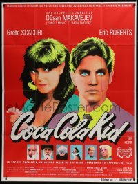 3p654 COCA-COLA KID French 1p 1985 cool vibrant neon image of Eric Roberts & Greta Scacchi!