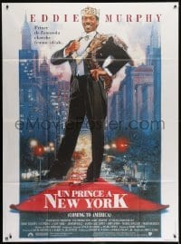 3p657 COMING TO AMERICA French 1p 1988 great art of African Prince Eddie Murphy by Drew Struzan!