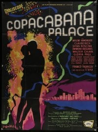 3p661 COPACABANA PALACE French 1p 1964 Guy Gerard Noel art of silhouette of couple embracing!